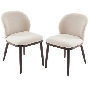 Dining Chairs Set of 2, Modern Upholstered Wood Legs Chairs with Ergonomic Back Support, Easy Assembly for Kitchen Dining Room - 1 of 4