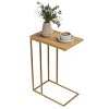 C-Shaped End Table - Mango Wood Side Table with Gold Iron Frame for Couch, Loveseat, or Bed - Modern Living Room Furniture by Lavish Home - 2 of 4