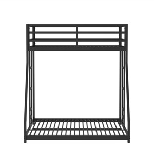 TopComfy Beds Twin over Full Bunk Bed Frame Metal Low Profile Metal Frame Ladder Guardrails Easy Climbing for Kids Room, Black, 81.11"*14.97"*6.89" - 1 of 4