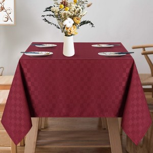 Jacquard Checkered Tablecloth, Water Resistant 190GSM Fabric Table Cloth Cover Protector - 1 of 4