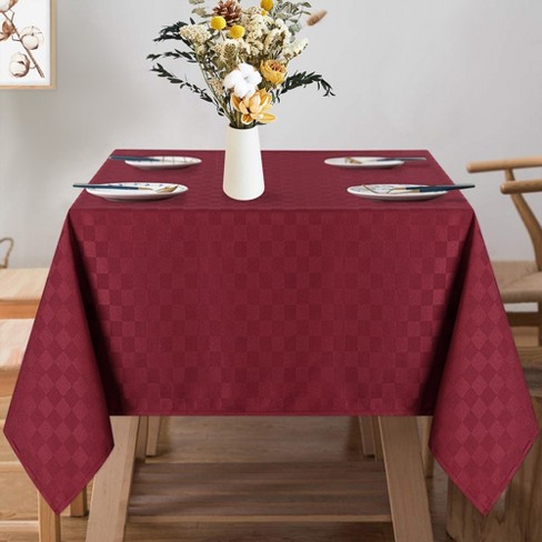 Jacquard Checkered Tablecloth, Water Resistant 190gsm Fabric Table Cloth Cover Protector