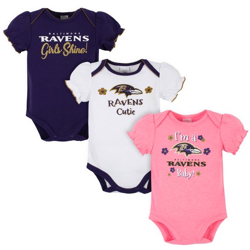 Gerber Baby Girls' Nfl Short Sleeve Bodysuits 3-pack, Baltimore Ravens :  Target