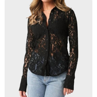 Women's Lace Button Up Top - OLIVACEOUS