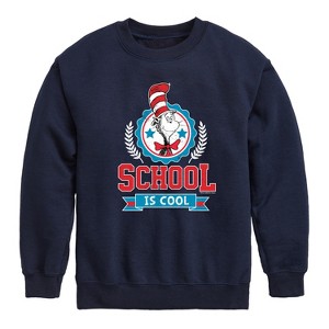 Boys' - Dr. Seuss - Cat in the Hat School Is Cool Graphic Long Sleeve Fleece Sweatshirt - 1 of 4