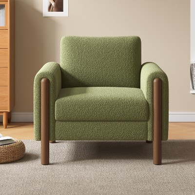 CENGHU Oversized Accent Chair, Upholstered Living Room Chairs, Single Sofa Chair with Walnut Legs, Curved Handrail