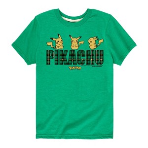 Boys' - Pokémon - Pikachu Plaid Logo Short Sleeve Graphic T-Shirt - 1 of 4
