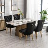 Set of 2 Beige Tufted Solid Wood Contemporary Velvet Upholstered Dining Chair with Golden Stainless Steel Plating Legs and Nailhead Trim - 2 of 4