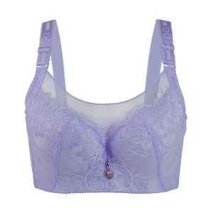 Allegra K Women's Lace Front Full Coverage Push Up Non-Padded Underwire Cami Bra - 1 of 4