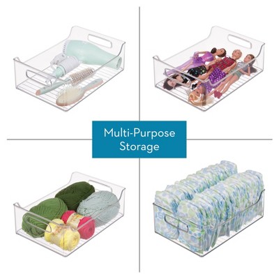 iDESIGN Plastic Fridge and Freezer Storage Organizer Bin with Handle Clear: Kitchen Cabinet Organizer, 12x10x5