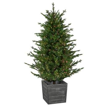 Northlight Real Touch™️ Pre-Lit Potted Deluxe Russian Pine Artificial Christmas Tree - 6' - Warm White LED Lights