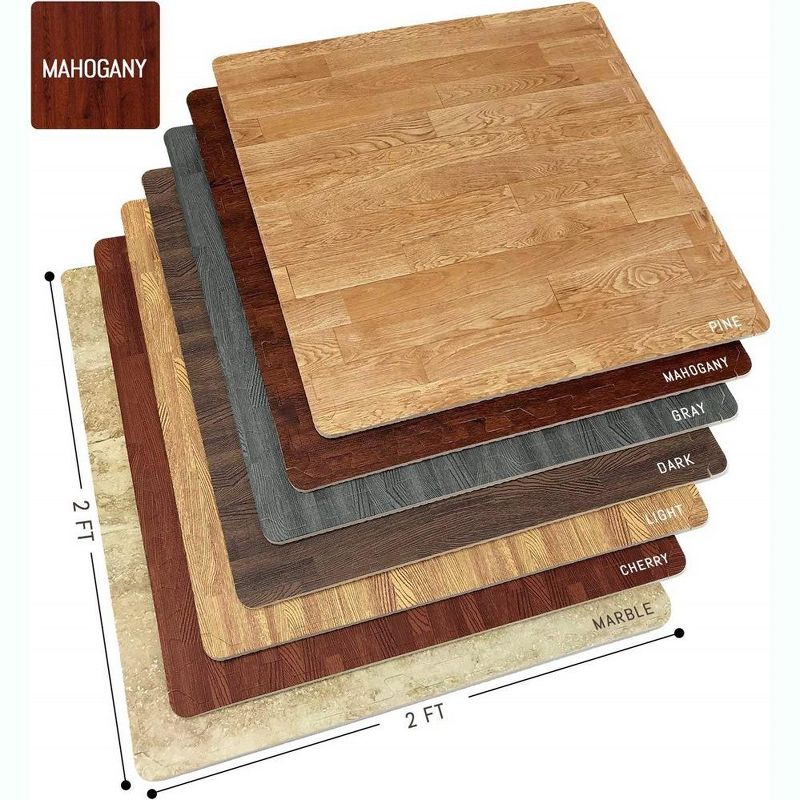 Sorbus Interlocking Wood Grain Print Floor Mats - 12 Pcs, 2 of 6