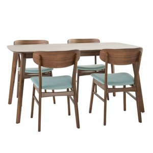 GDFStudio Balfern 5 Pieces Mid Century Modern Upholstered Wood Dining Set - 1 of 4