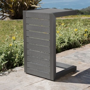Sapphtopaz Outdoor End Table Modern Aluminum C-shaped Outdoor End Table Outdoor Side Table, Patio Table Small Table for Backyard, Balcony, Porch - 1 of 4