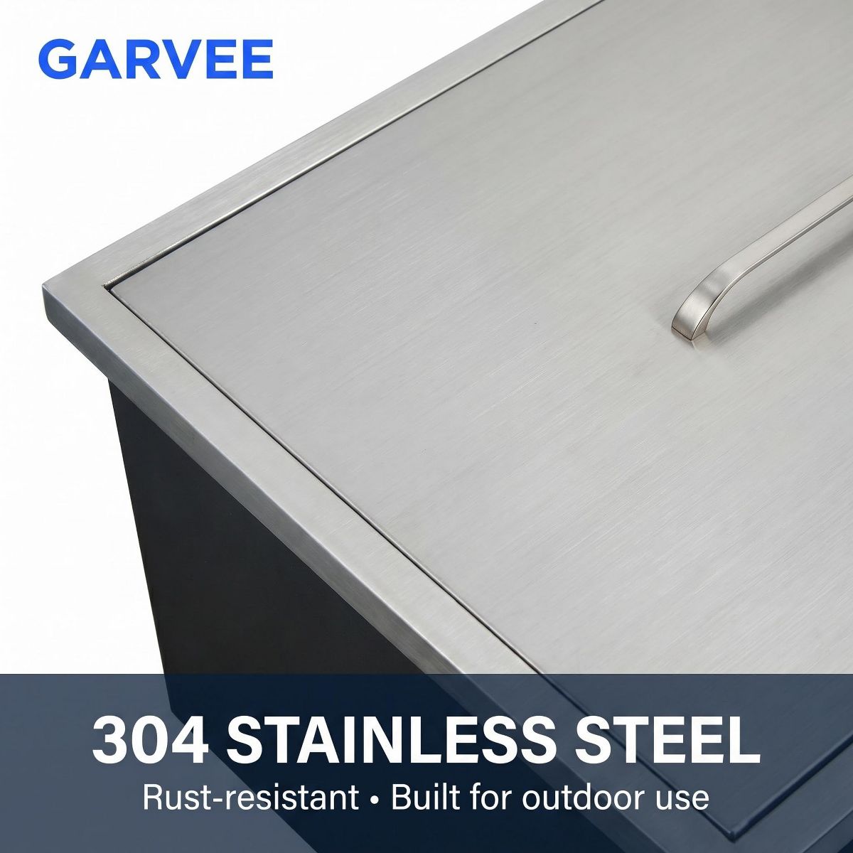 Built In Stainless Steel Ice Cooler Box, Insulated Beverage Chest with Lid and Drain Hole - thumbnail 4