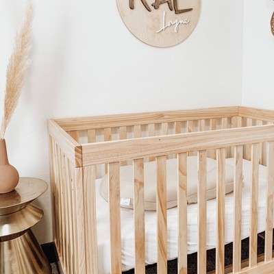 Natural Wood 3-in-1 Convertible Crib with Adjustable Mattress Base