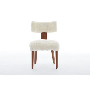 Gulches Set of 2 Mid-Century Dining Chairs - Black PU Leather Upholstered, Walnut Bentwood Back,Adjustable Feet, Ergonomic Design for Kitchen - 1 of 4