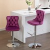QingMoon Adjustable Bar Stools Set of 2, Swivel Counter Height Chairs, Velvet Barstools with Footrest and Chrome Nailhead for Kitchen Island - 2 of 4