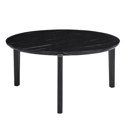 LIVAREEmlen Coffee Table: Modern and Stylish 36'' Coffee Table, Imitation Marble Tabletop with Rubber Wood Solid Wood Legs, Living Room, Office, Home