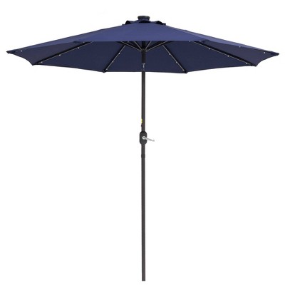 9' X 9' Solar Led Patio Umbrella With Tilt Adjustment And Crank Lift ...