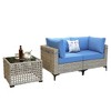 XIZZI Wicker Loveseat Small Couch, 2 Seater Sofa, All Weather Rattan Furniture with Solar Coffee Table for Balcony Yard Poolside Garden - 2 of 4