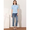 Allegra K Women's Embroidered Bow Tie Neck Puff Sleeve Office Work Shirt - 2 of 4