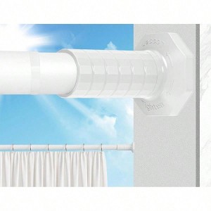Tension Curtain Rod 51 - 168 In Heavy Duty Long Outdoor Patio Window Shower Bathroom Closet No Drilling Retractable Spring White - 1 of 4