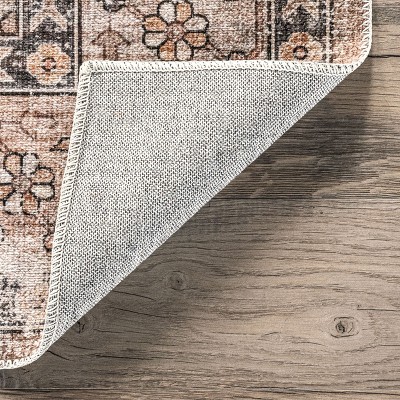 Myrtle Vintage Washable Black and Beige Area Rug