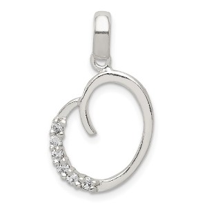Black Bow Jewelry Sterling Silver and CZ, Lauren Collection, Initial O Pendant - 1 of 4