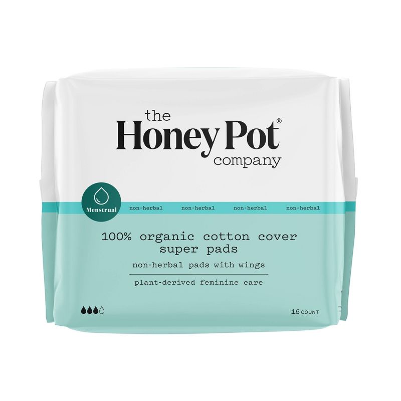 The Honey Pot Company, Non-Herbal Super Pads with Wings, Organic Cotton Cover - 16ct, 1 of 13