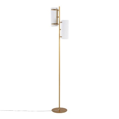Rhonda 71" Gold Metal Floor Lamp with White Shades