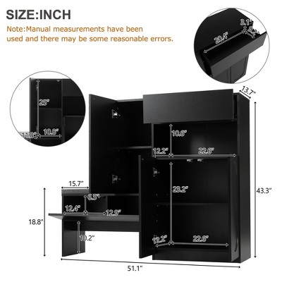 Whisen Elegant 2-in-1 Shoe Cabinets with Soft Cushion, Modern Storage Bench with Arched Doors & Rebound Devices