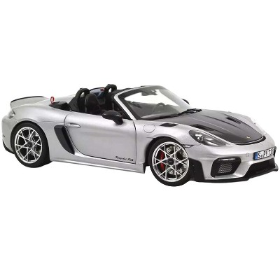 2023 Porsche 718 Spyder RS Weissach Pack GT Silver Metallic with Carbon Hood 1/18 Diecast Model Car by Norev