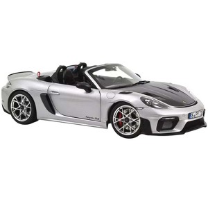 2023 Porsche 718 Spyder RS Weissach Pack GT Silver Metallic with Carbon Hood 1/18 Diecast Model Car by Norev - 1 of 1