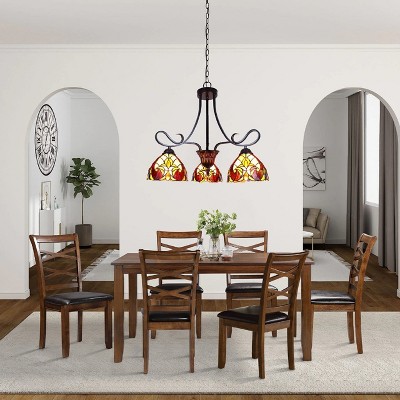 Adia Victorian-Style Mini Chandelier in Dark Bronze with Tiffany Glass