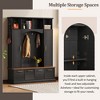 APRILSOUL76.70"4-IN-1 Elegant Hall Tree with Golden Hooks & Handles, Practical Entryway Walnut Bench - 4 of 4