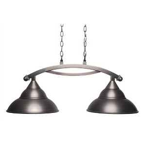 Toltec Lighting Bow 2 - Light Island Pendant Light in  Brushed Nickel with 13" Brushed Nickel Double Bubble Metal Shade Shade - 1 of 1