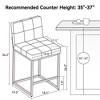 Vipbear Counter Height Bar Stools Set of 2,26" H Linen Fabric Upholestered Counter Stools with Back and Metal Frame for Kitchen Island - 2 of 4