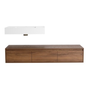 ChicFurnit Bathroom Storage Cabinets Vanity With Resin Sink Soft Close Drawer And Modern Storage For Contemporary Homes, Brown, 58.7"*18.1"*15.8" - 1 of 4