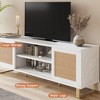 Modern Rattan TV Stand for TVs Up to 65", 57'' Entertainment Center with Cabinet & Open Shelves, Wooden Media Console Table, Sideboard Buffet Cabinet - 4 of 4