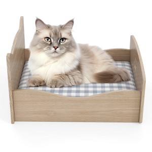 Tangkula Elevated Pet Bed Frame Indoor Large Cat Bed w/ Rails Cute Headboards Animals Bed - 1 of 4