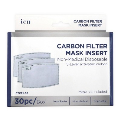 ICU Health Carbon Filter Face Mask Insert - 30ct