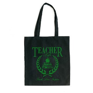 City Creek Prints Teacher Life Books Canvas Tote Bag - 15x16 - Black - 1 of 2