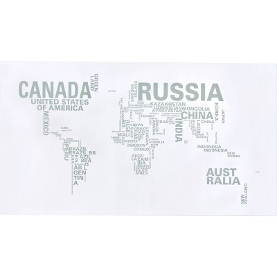 Contemporary World Map Glass Home Office Desk - 59" Nickel Finish