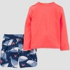 Carter's Just One You&#174 Toddler Boys&#39 Long Sleeve Whale Printed Rash Guard Swimsuit Sets - Orange/Navy Blue - 2 of 4
