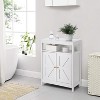 Bathroom Floor Cabinet with Double Doors, Adjustable Shelves, Compact Storage Unit Measuring 34.84" D x 14.17" W x 7.87" H, Space-Saving, White - 2 of 4
