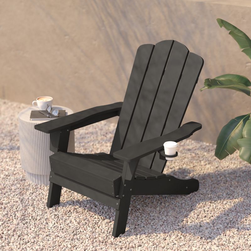 Flash Furniture Newport Adirondack Chair with Cup Holder, Weather Resistant HDPE Adirondack Chair, 5 of 13