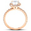 Pompeii3 G/VS 2 Ct Moissanite & Diamond Cushion Halo Engagement Ring 14k Rose Gold - 3 of 4