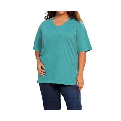 Women's Jersey Short Sleeve V-Neck Tunic - Plus - On The Plus Side