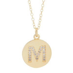 Adornia Tarnish Resistant 14k Gold Plated Initial Pave Disc Necklace - 1 of 3