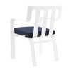 Modway Baxley Stackable Outdoor Patio Aluminum Dining Armchair – White Navy – All-Weather Lightweight Armchair with Cushion and Modern Slatted Design - 3 of 4